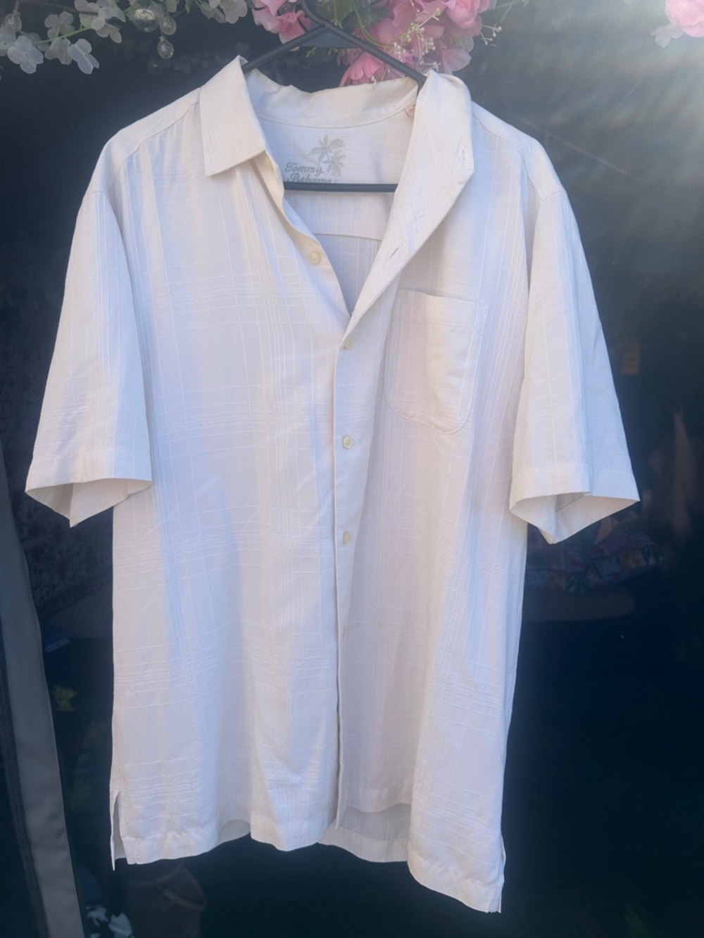 Tommy Bahama Cream Short-Sleeve Camp Collar Button-Down Shirt